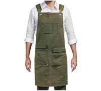 Grembiule da officina professionale in tela per artigiani con tasche per attrezzi multifunzionali per la lavorazione del legno, progetti artigianali per interni ed esterni, verde, Taglia unica
