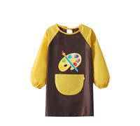 Grembiule da Pittura Bambini, Grembiule da Pittura a Maniche Lunghe Bambini per 6-12 Anni, Grembiule da Cucina Artigianale Bambini per Pittura Sperimentale e Attività di Cucina a Scuola(Caffè Giallo)