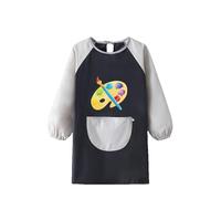 Grembiule da Pittura Bambini, Grembiule da Pittura a Maniche Lunghe Bambini per 6-12 Anni, Grembiule da Cucina Artigianale Bambini per Pittura Sperimentale e Attività di Cucina a Scuola(Nero Grigio)