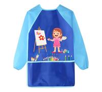 Grembiule da Pittura Bambini Impermeabile per 2-8 Anni,Grembiulino Impermeabile Scuola Maniche Lunghe con 3 Tasche,Grembiule per Pittura Bambini,Grembiule Pittura Asilo per Pittura, Scuola,Casa (Blue)