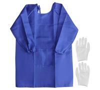 Grembiule da pittura blu scuro per bambini, grembiule da pittura per bambini con 1 paio di guanti bianchi, grembiule artigianale per bambini con maniche e tasche per dipingere, cucinare, cuocere (L)