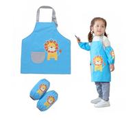 Grembiule da Pittura Leone per Bambini Set da Cuoco per Bambini Grembiule da Cucina Grembiule da Pittura per Bambini Impermeabile Regolabile Con Tasca e 2 Maniche, per Ragazzi Ragazze (2-5 Anni)