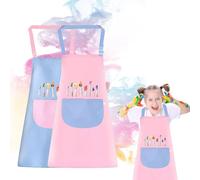 Grembiule da pittura per bambini, 2 pezzi, in camice per bambini con tasche, grembiule da scuola, impermeabile, regolabile, per bambini 4 5 6 7 8 9 10 11 anni per bambini, fai da te