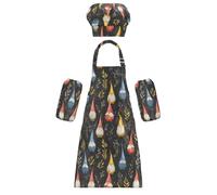 Grembiule da pittura per bambini, adorabile e carino, con foglie di gnomo, colore nero, con tasche, per cucinare e dipingere, dai 3 ai 12 anni, cartone animato, carino, gnomo, foglie, nero, S