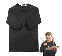 Grembiule da pittura per bambini, colore nero, impermeabile, per bambini da 8 a 10 anni, per la scuola, la casa e come idea regalo per l'inizio della scuola, Nero , 58 x 92 x 78 x 48 cm