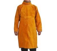 Grembiule da saldatore in pelle con tasca per attrezzi, regolabile, protezione da lavoro, anti-fiamma, cappotto lungo per la lavorazione del legno (dolcevita)
