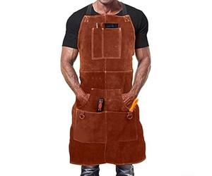 Grembiule da saldatura in pelle da uomo con 6 tasche progettato per resistenza al calore e durata a lungo termine in ambiente di lavorazione dei metalli Per gli uomini (60 cm x 105 cm)