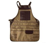 Grembiule da saldatura in tela spessa, resistente al calore, con tasche per attrezzi, design regolabile con retro a X, per uomini e donne, taglie XS-XL