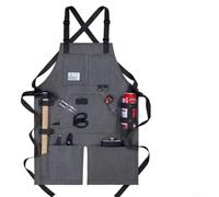 Grembiule da saldatura, in tela spessa, resistente, impermeabile, con fondo diviso, con tasche multiple per attrezzi per uso in officina (grigio scuro)