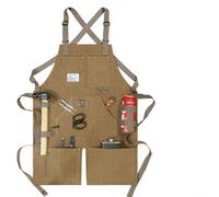 Grembiule da saldatura, in tela spessa, resistente, impermeabile, con fondo diviso, con tasche multiple per attrezzi per uso in officina (kaki)