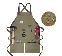 Grembiule da saldatura, in tela spessa, resistente, impermeabile, con fondo diviso, con tasche multiple per attrezzi per uso in officina (verde)