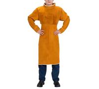 Grembiule da Saldatura per impieghi gravosi, Giacca da Saldatura in Pelle Resistente al Calore e alle Fiamme for Uomo e Donna Multicolore 120 Centimetri(Yellow)