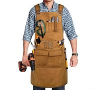 Grembiule da saldatura, resistente, di sicurezza sul lavoro, multi-tasca, anti-inquinamento, 1 grembiule in tela spessa per lavori di sicurezza industriale (nero)