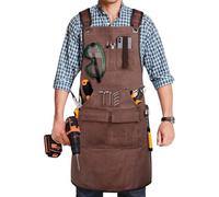 Grembiule da saldatura resistente, grembiule da lavoro multi tasca, bavaglino per saldatura anti inquinamento, tela spessa, cinghie posteriori regolabili a X, unisex per XS-XL