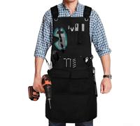 Grembiule da saldatura resistente per artigiani, in tela spessa, con tasche multiple, cinghie posteriori regolabili per uomini e donne, anti-scintille e protezione dall'inquinamento (è nero) (tela