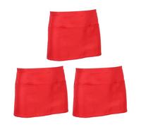 Grembiule da server in poliestere resistente a 3 scomparti tasche antimacchia grembiule in vita per industria alimentare lavabile da cucina abbigliamento da lavoro, Rosso, Taglia unica