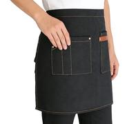 Grembiule da servizio con tasche, di servizio e pulizia per , corti con tasche, utilizzabile in cucina, casa, caffè, ristorante, appartamento, fattoria, per servire, Nero , Se référer