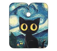 Grembiule da taglio con gatto nero stellato con chiusura a scatto regolabile, mantelle da taglio essenziali per adulti capa para cortar Cabello 165,1 x 139,7 cm