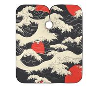 Grembiule da taglio con nuvole bianche e rosse in stile giapponese, con chiusura a scatto regolabile, mantelle essenziali per parrucchiere capa para Corte de Cabello 165,1 x 139,7 cm