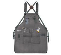 - Grembiule da uomo, resistente, con 9 tasche | Grembiule traspirante per barbecue, officina, garage, giardino, esterni e lavorazione dei metalli