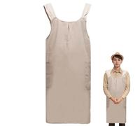 Grembiule Donna Con Tasche - 2 Pezzi Blu E Strisce Di Caffè Cotone Regolabile, Grembiule Da Chef Regolabile Con Fiori Con Tasche - Abbigliamento Arte Arte Per Le Donne Cucinando Cucina Delant,