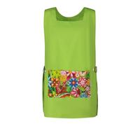 Grembiule Donna in microfibra di poliestere, Regolabile in Vita con Due Bottoni, ampia tasca centrale per Scuola Infanzia, Cucina, Estetista, Taglia Unica, Made in Italy, Art. Mimosa (F60-VERDE)