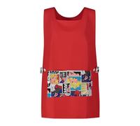 Grembiule Donna in microfibra di poliestere, Regolabile in Vita con Due Bottoni, ampia tasca centrale per Scuola Infanzia, Cucina, Estetista, Taglia Unica, Made in Italy, Art. Mimosa (F25-ROSSO)