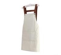 Grembiule funzionale con vestibilità regolabile, per uomini e donne, in cucina, officina o studio d'arte, resistente all'acqua, struttura in PVC e doppie tasche (beige)