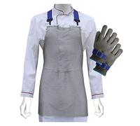 Grembiule Grembiule e Guanti in Filo Metallico Resistenti al Taglio in Metallo, for macellerie, impianti di Lavorazione del Vetro, officine meccaniche, 5 Taglie (Color : Gloves-XL, Size : 55x70cm)