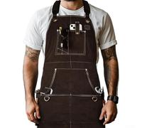 Grembiule ignifugo a doppia parete con tessuto in pile per la protezione contro scintille, macchie di olio e abrasioni durante la falegnameria e la riparazione auto (caffè)