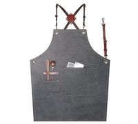 Grembiule impermeabile in tela spessa resistente con numerose tasche per organizzare gli attrezzi in giardino, lavorazione del legno, scenari in cucina (nero)