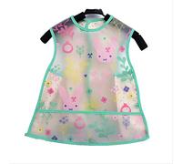 Grembiule Impermeabile Per Bambini Manicotto Per Neonati In Cotone Mangime Pasto Mangiato Anti-Vestirsi Baby Child Green Rabbit