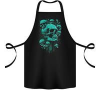 Grembiule In Cotone Skull Time Gothic Heavy Metal Rock Music Biker 100% Organico