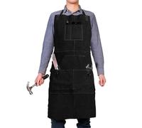 Grembiule in pelle per saldatura, per lavori pesanti, resistente al calore, ignifugo, con doppia cucitura e tracolla, adatto per uomini e donne nella lavorazione dei metalli e fabbro