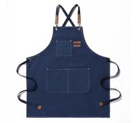 Grembiule in tela ispessita, resistente ad acqua, olio e macchie, per casa, cucina e bar, uso in tessuto pesante, da indossare per cucinare, fare bevande, facile da infilare, design per chef (blu)