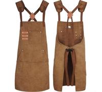 Grembiule in tela per il miglioramento della casa e il giardinaggio, adatto per uomini e donne con design incrociato regolabile sulla schiena (cammello)