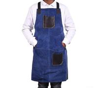 Grembiule in velluto doppio con cinghie regolabili, tasche multiple per attrezzi e dettagli a contrasto in pelle PU per un uso pratico in officina, cucina e attività di saldatura (D)