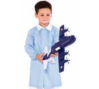 GREMBIULE ISACCO Divisa Bambina Bambino Asilo Scuola Materna Quadrettini Azzurro