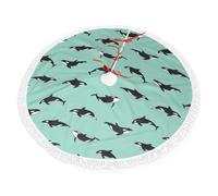 Grembiule natalizio con nappe e stampa balena dell'Oceano Pacifico, decorazione alla moda per le vacanze, decorazione invernale per la casa