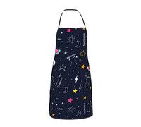 Grembiule nero con motivo zodiacale colorato simbolo stella per donna uomo adolescente con tasche grembiuli per cucinare chef cucina barbecue