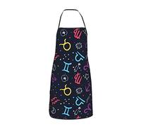 Grembiule nero con motivo zodiacale simbolo stella per donna uomo adolescente con tasche grembiuli per cucinare chef cucina barbecue