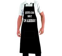 GREMBIULE nero con scritta QUESTA CASA NON E UN ALBERGO scherzo regalo festa