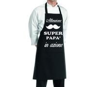 grembiule nero cucina uomo scritta super papa' in azione festa papa' auguri