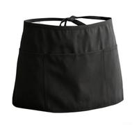 Grembiule nero da cameriera, da barista, chef, unisex, regolabile, con 3 tasche, resistente alle macchie, con tasca per la punta, per l'ospitalità e il servizio