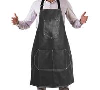Grembiule Pelle PU,Grembiule da Cucina da Uomo e Donna con Cinque Tasche e Cinturino Posteriore Regolabile, Adatto per Cucine, Ristoranti, Bar, Officine e Negozi di Riparazione. Lavabile in lavatrice