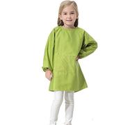Grembiule per bambini in 100% cotone, per scuola, scuola, casa, cucina, bambini, a maniche lunghe, taglia L, verde