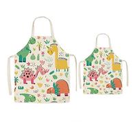 Grembiule per genitori e figli, grembiule per bambini e adulti in lino con stampa, Adult: 25.6x30inch, Child: 17.7x22inch