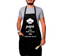 Grembiule per la Festa del Papà - Idea Regalo Divertente per Papà - Grembiule da Cucina e Barbecue - Idea Regalo per la festa del papà. (PAPA' IL RE DELLA CUCINA E DEL MIO CUORE)