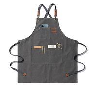 Grembiule per Uomo Donne, grembiule barbecue,grembiule cucina cameriere | Regolabile Cuoco grembiule lavoro giardinaggio saldatore grembiule per Cottura Pittura con 3 Tasche Tela