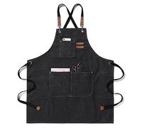 Grembiule per Uomo Donne, grembiule barbecue,grembiule cucina cameriere | Regolabile Cuoco grembiule lavoro giardinaggio saldatore grembiule per Cottura Pittura con 3 Tasche Tela
